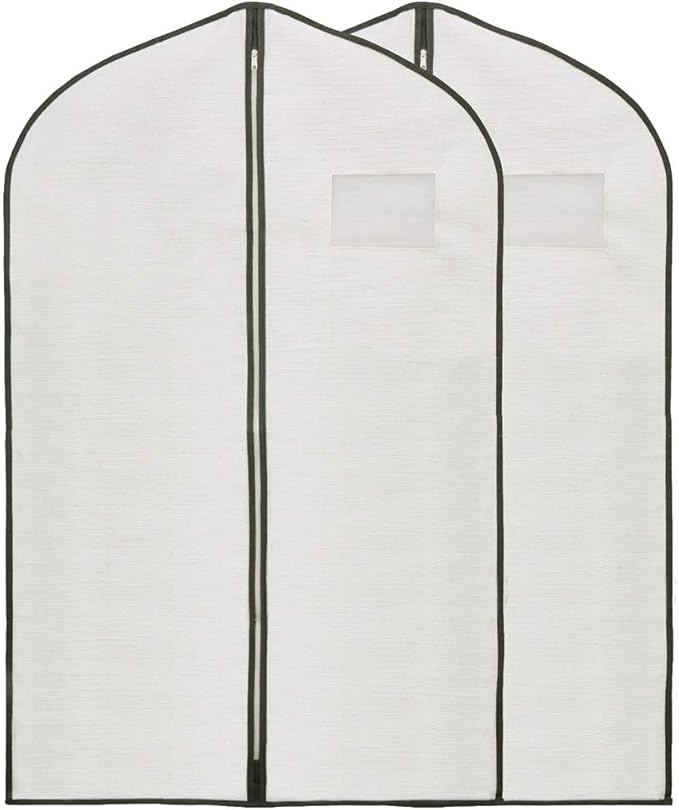 Fabric Garment Bag Suit Bag 40 x 24" Greyish White Suit Bag Hanging Storage Bag with Viewing Window and Zipper for Storage Cotton Clothes Fur Coat or Suit Jacket,QY-FCT01