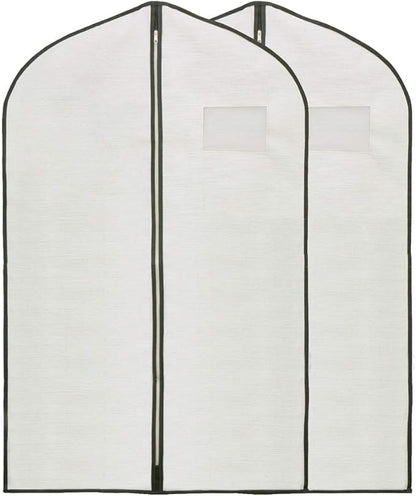 Fabric Garment Bag Suit Bag 40 x 24" Greyish White Suit Bag Hanging Storage Bag with Viewing Window and Zipper for Storage Cotton Clothes Fur Coat or Suit Jacket,QY-FCT01