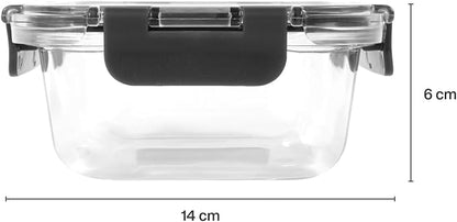 Zyliss E981064 640ml Glass Container, Shatter Resistant Glass, Airtight Food Storage Box with Sealable Lid, Microwave Safe, BPA Free, Freezer Safe, Fridge Storage, Food Container, 18cm x 14cm x 6cm