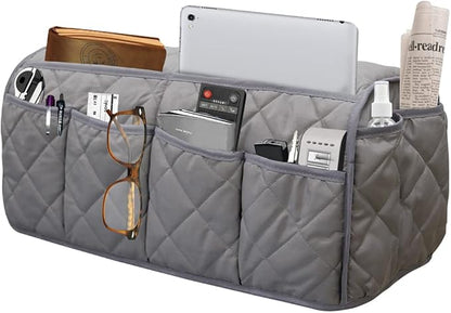 Benuomi Sofa Armrest Organizer, Remote Control Holder, Waterproof Armchair Caddy with 14 Pockets for TV Remotes