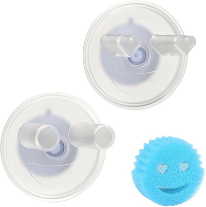 SOPHICO Sponge Holder for Kitchen Sink, Suction Cup Holder for Kitchen, Bathroom Sink Organizer for Smiley Sponge, Self Draining Sink Sponge Holder - Sponge Not Included (Transparent, 2 Pack)