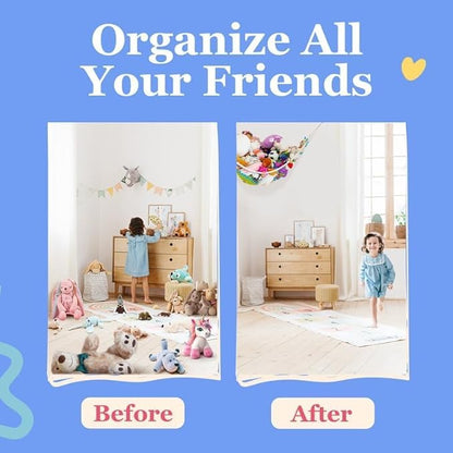 Lilly's Love Stuffed Animal Hammock | Corner Hanging Organizer, Toy Storage, Stuffed Animal Storage Net | Made From Quality Fishing Net, Holds 12lbs | 67"x47"x47" (Gray)