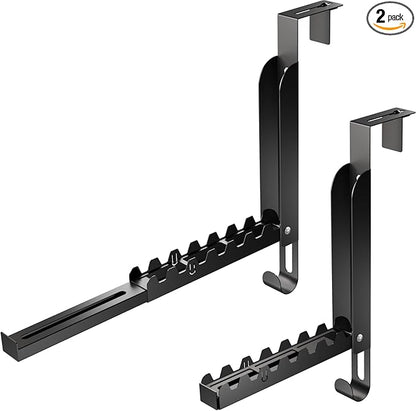 NiHome Foldable Over-The-Door Hook for Travel, Business Trips, Vacation, No Drill Installation Space-Saving Organizer, Portable Hanger Extra Hanging Space for Bathroom, Closet, Bedroom (Black, 2PCS)