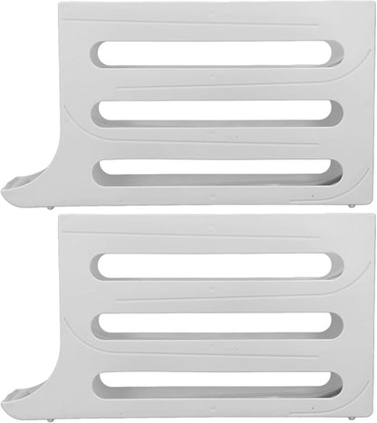 Aramox Auto Rolling Egg Dispenser Automatic Rolling Holder Organizer 2 Pack 4 Tier Space Saving Refrigerator Container Holds 60 Eggs with Non Slip Feet for Kitchen Fridge (White)