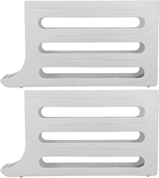 Aramox Auto Rolling Egg Dispenser Automatic Rolling Holder Organizer 2 Pack 4 Tier Space Saving Refrigerator Container Holds 60 Eggs with Non Slip Feet for Kitchen Fridge (White)