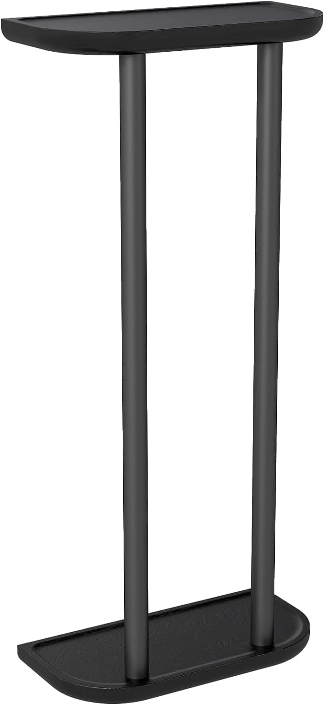 YUMORE Towel Rack Matte Black, Stainless Steel Wall Mounted Towel Rack with Shelf for Bathroom (Black)