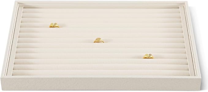 Dansmiy Linen Stackable Ring Ear Studs Display Tray, Premium Rings Storage Tray, Jeweler Shop Counter Showcase Table Top Organizers, Makeup Table Drawer Insert Jewelry Tray