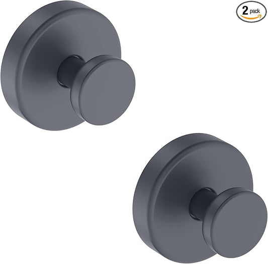Bntuk Suction Cup Hooks for Shower, Removable Towel Hooks for Bathroom Window Glass Door Wall, Bath Robe Looafh Hook for Hanging - 2 Pack, Grey