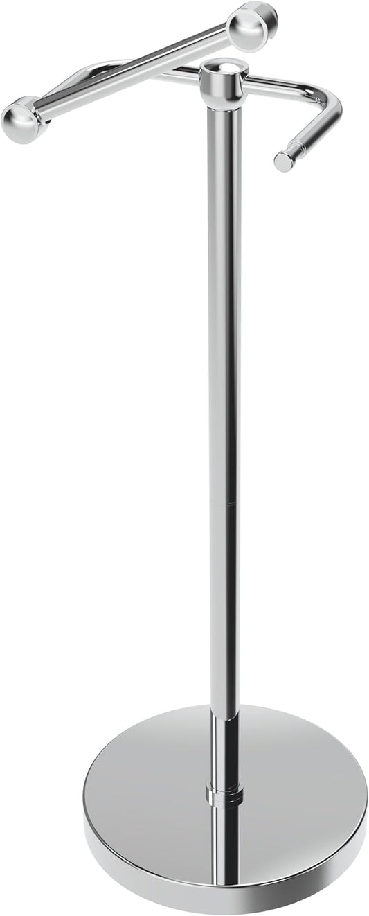 Toilet Paper Holder Stand, Post Pivoting Design Free Standing Toilet Paper Holder, SUS304 Stainless Steel Toilet Paper Roll Holder, Heavy Stable Base (Chrome)