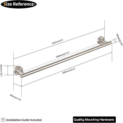 GERZWY 24-Inch Bath Towel Bar Brushed Stainless Steel Bathroom Towel Bar Contemporary Style Wall Mount for Bath Kitchen AG1101C60-LS