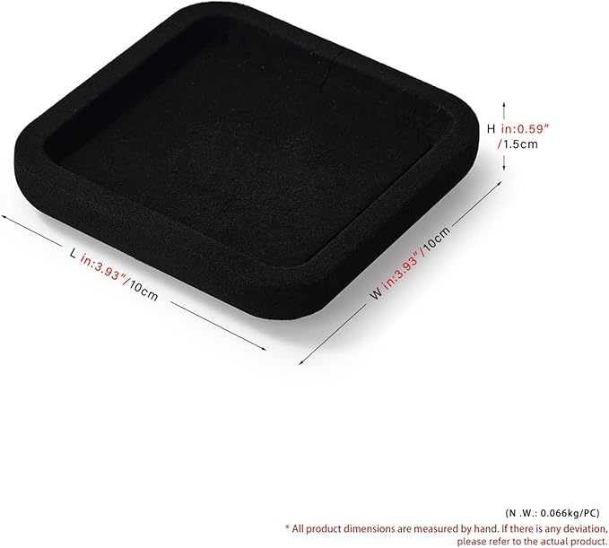 Woodten Microfiber Jewelry Display Flat Tray for Rings Earrings Necklace Bracelet, Jewelry Photograph Display Catchall Organizer Tray Dish(XS,Black)