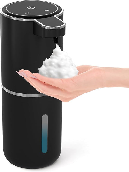 MTYGK Automatic Foaming Soap Dispenser,Touchless Foam Soap Dispenser,12.8oz Rechargeabled Wall Mounted Smart for Bathroom and Kitchen Dish Soap,Easy for Toddlers(Black)