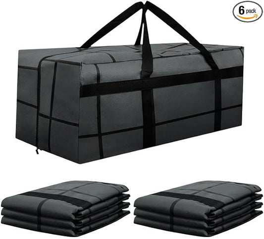 6Pack Extra Large Heavy Duty Moving Bags with Zippers & Reinforced Handles Heavy-Duty Storage Totes – Moving Boxes for Clothes, College Supplies, and Moving – Waterproof & Foldable (Extra Large)
