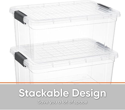 Superio Storage Bins with Lids, Clear Plastic Containers for Organizing, Stackable Totes, BPA Free, Odor Free, Organizer Boxes for Home, and Dorm (8 Pack, 36 Qt)