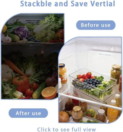 Tayuoo TAYUOOTransparent PET Fruit Draining and Washing colander food storage boxes plastic cookie containers refrigerator organizers (1, rectangle)
