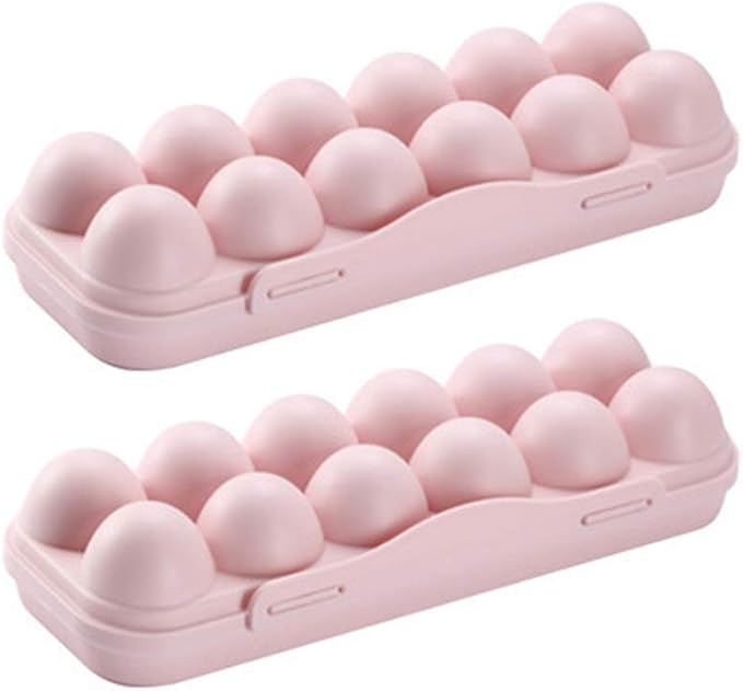 Cabilock 12 Egg Storage Box with Lid Stackable Fridge Organizer for Kitchen Clear Plastic Egg Holder for Refrigerator Space-Saving Tray for Household Use