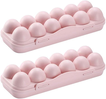 Cabilock 12 Egg Storage Box with Lid Stackable Fridge Organizer for Kitchen Clear Plastic Egg Holder for Refrigerator Space-Saving Tray for Household Use