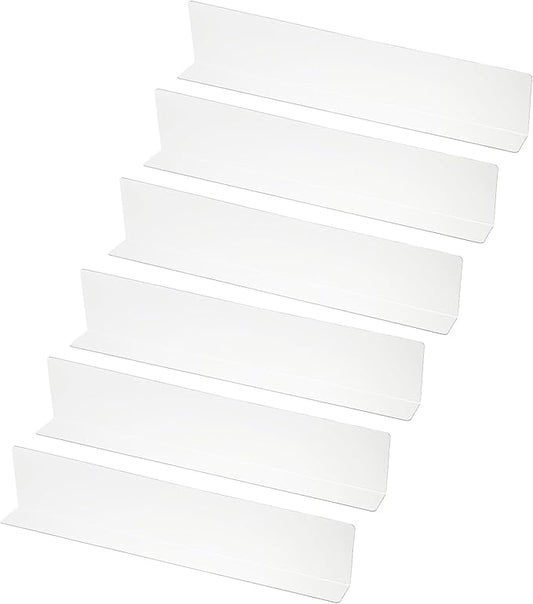 PATIKIL 6 Pack Shelf Dividers for Closet Organization, 15.7x1.57x3.1 Acrylic Closets Separator Kitchen Cabinet Shelves Under Bed Blocker for Bedroom Kitchen Office, Clear