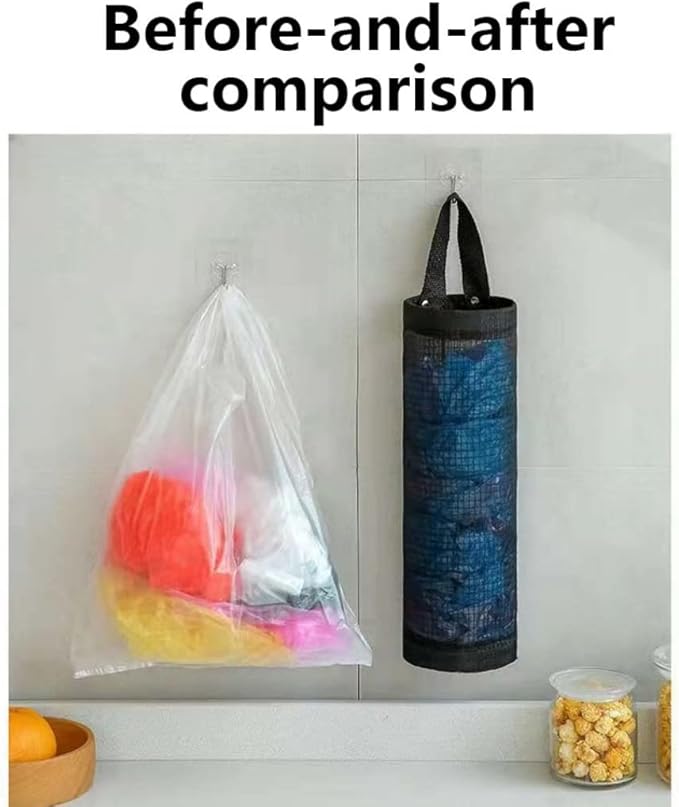 Plastic Bag Holder, 3Pcs Hanging Trash Bag Dispenser, Garbage Storage Organizer for Home Kitchen Under Sink
