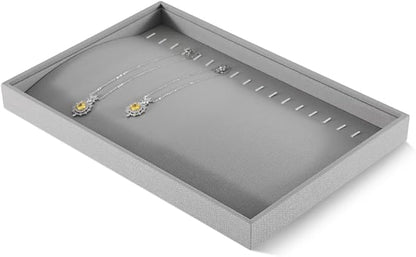 Dansmiy Linen Stackable Bracelet Necklace Storage Tray, Pendant Long Chain Jewelry Display Tray, Jeweler Shop Counter Showcase Table Top Organizers, Makeup Table Drawer Insert Jewelry Tray