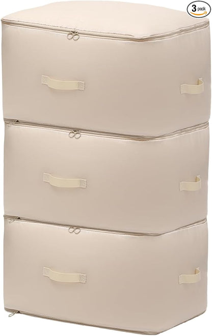 3 PCS Ultra Space Saving Self Compression Organizer, 2025 NEW Comforter Storage Bags, Heavy Duty Moving Bags, Washable Compression Bags for Storage Comforter Blanket, Clothes,Closet, Bedding