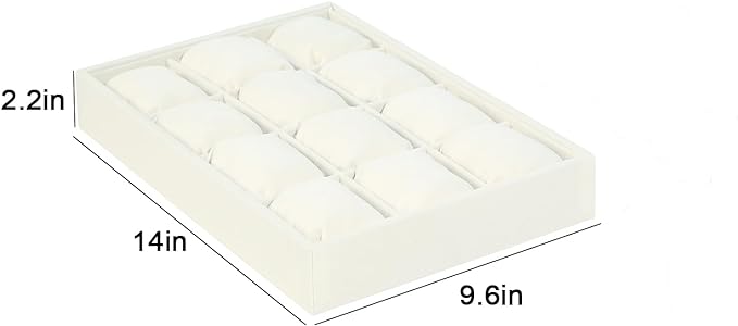 Coward Beige Velvet Watch Bangle Organizer Tray, Velvet 12 Grids Tray for Watches Bracelets Jade Bangle Holder Selling Show