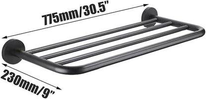 Hotel Towel Racks for Bathroom Wall Mounted, 30 Inch Towel Shelf for Bathroom, 2-Tier Bathroom Towel Rack, Gray