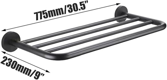 Hotel Towel Racks for Bathroom Wall Mounted, 30 Inch Towel Shelf for Bathroom, 2-Tier Bathroom Towel Rack, Gray