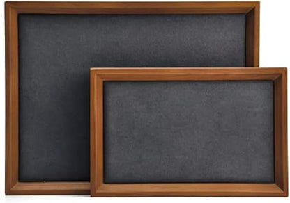 Oirlv Solid Wood Small Jewelry Tray Trade Showcase Countertop Jewelry Display Trays Rectangle Vanity Tray(Grey, Small)