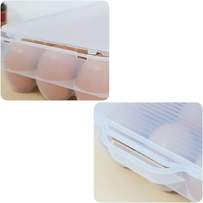 Bringer 4-Pack Clear Plastic Refrigerator Egg Containers, Egg Tray Holder, fit 18 Eggs x 4 (72 Eggs)