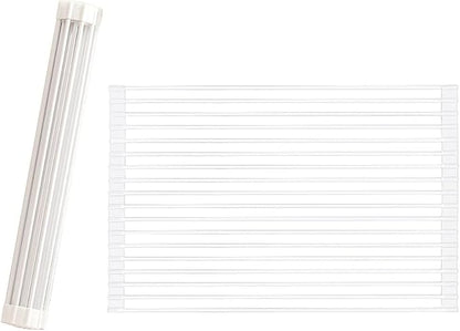 Pezixueran Roll Up Dish Drying Rack Over The Sink.Foldable Kitchen Drainer,Fully Silicone Cover Stainless Steel Bar,Heat-Resistant, Anti-Slip Sink Rack for Kitchen Counter Multipurpose.