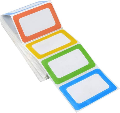 Plain Name Tag Stickers Colorful Border Name Tag Labels - 200 Stickers (3.5 x 2.25 inch)
