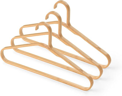 GUDEE CAKON Set of 3 Bamboo Hangers – Eco-Friendly, Strong & Durable Clothes Hangers (Natural)