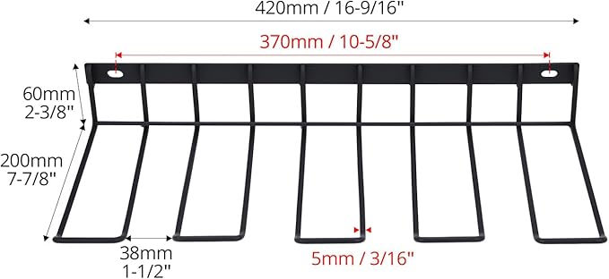QWORK Drill Holder Wall Mount, 2 Pack Alloy Steel Power Tool Organizer Rack for Garage & Workshop, Space-Saving Storage for Drills & Accessories, 50lbs Capacity, 16.5" x 7.8" x2.36"
