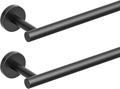 FORIOUS Black Towel Bar for Bathroom Wall, 24 Inch Stainless Steel Towel Racks for Bathroom, Includes Wall Mounting Hardware (Matte Black,Total Length 26-Inch), 2 Pack