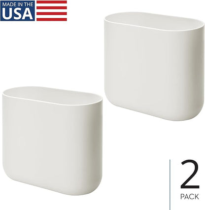 iDesign Small Slim Plastic Bathroom Trash Can, Garbage Can for Bedroom, Office, Desk, Dorm, 2-Pack, Coconut White
