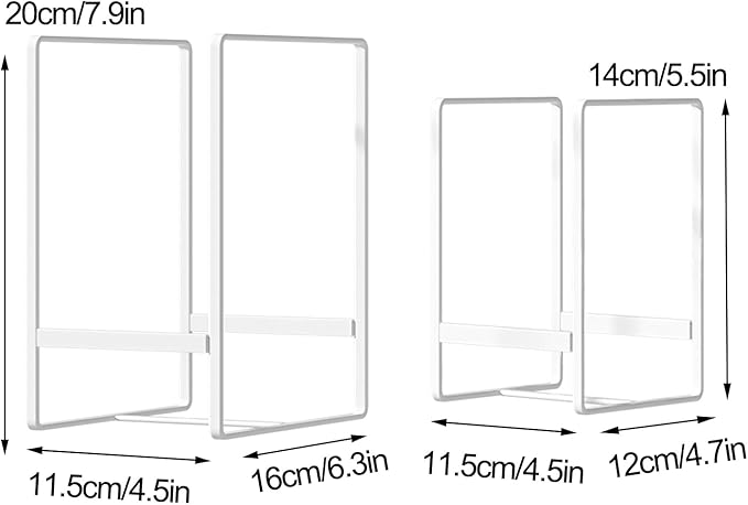 Hikinlichi 2 Large 1 Small Plate Organizers Holders Upright Cabinet Dish Drying Racks Metal Plate Dish Organizers Racks Stands for Countertop and Cupboard White