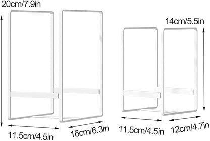Hikinlichi 2 Large 1 Small Plate Organizers Holders Upright Cabinet Dish Drying Racks Metal Plate Dish Organizers Racks Stands for Countertop and Cupboard White