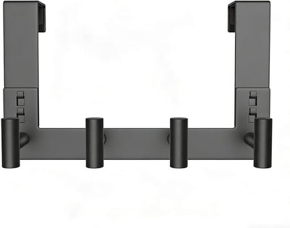 PMMASTO Over The Door Hooks, Fits 1-3/4" Thick Door No Drill Hooks for Closet Bathroom Bedroom Organization, Hanger for Coat Towel Robe (Black, 4 T-Hooks)