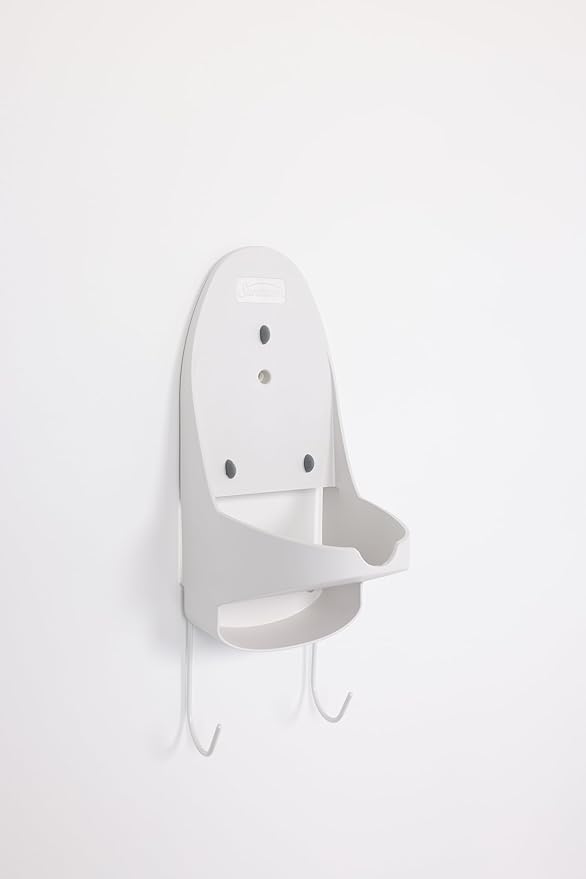Wall Mounted Iron Organizer w/Ironing Board Holder – Lightweight Iron Board Holder Wall Mount for Home & Hotel – Fits All Irons – Sturdy Hanger & Accessories - White