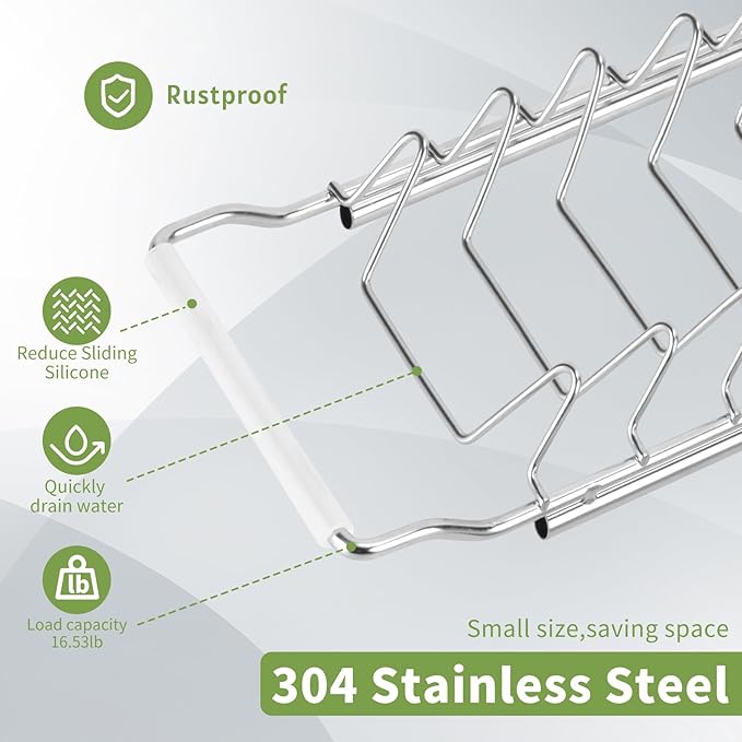 PapakeNook Space Saving Dish Drying Rack Small - Expandable Telescopic Over The Sink Drying Rack,304 Stainless Steel Dishrack for 13.58" - 21.65" Sinks. (Small)