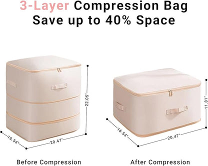 2-Pack Comforter Storage Bag Large Capacity Blanket Storage Bags, Ultra Space Saving Self Compression Organizer, Washable Compression Bags for Comforter Blanket Bedding Duvet Pillow (Light Pink)