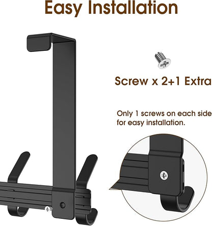 CHAUNCEY HOME Over The Door Hooks Hanger with 7" Extended Arms for Hanging, J7U, Perfectly Fits US Standard 1 3/8-inch Doors, Towel Rack Organizer Holder, Matte Black