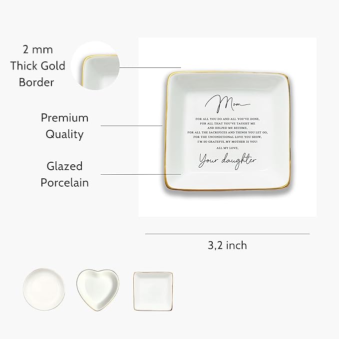 HatafaFurni Mother Gift, Square Ring Dish, Jewelry Dish, Jewelry Storage, Mothers Day Gifts, Bonus Mom Gift, Step Mother Gift, Mother Appreciation, Second Mom Gift, Mother Present