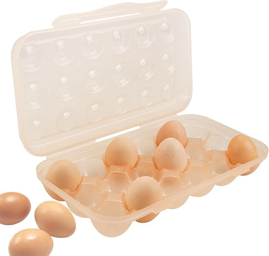 Portable Plastic Egg Storage Box, 18 Tray Shockproof Egg Protector Tray, Folding Eggs Holder Carrier, Eggs Slot Tray Holder Box, for Outdoor Camping Picnic BBQ Hiking(Khaki)