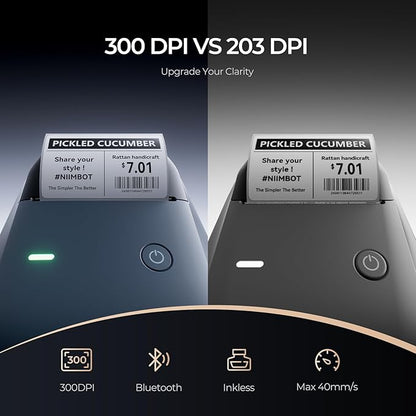 NIIMBOT B1 Pro Label Maker, 300DPI HD Label Printer, Ideal for Photos,Stores,Notes,Study Graphics, Small Business, Built-in a Roll of Label(2 x 1.2 inches-White), Blue