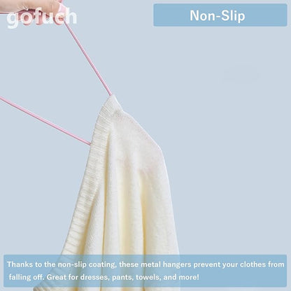 gofuch Ultra-Thin Metal Hangers, 100 Pack Non-Slip PVC Coated Space Saving Clothes Hangers for Closet, 16 inch Wide for Suits, Dresses, Jackets（Gray）
