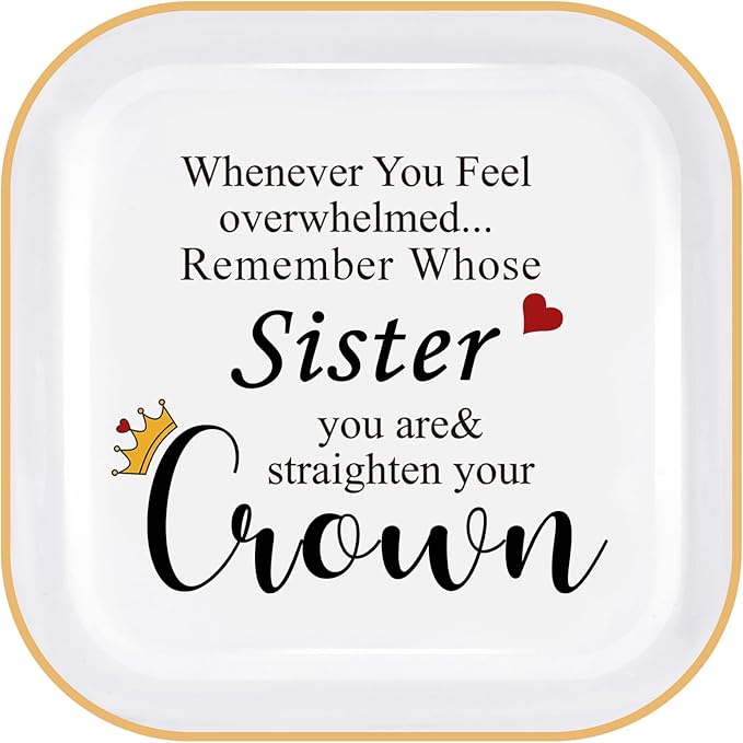 PUDDING CABIN Sister Gifts for Sister Jewelry Tray (4 Inch) - Valentines Birthday Mothers Day Gift for Sister/Best Friend/BFF, Bridesmaid, Encouragement Trinket Dish, Vanity Organizer for Rings/Keys