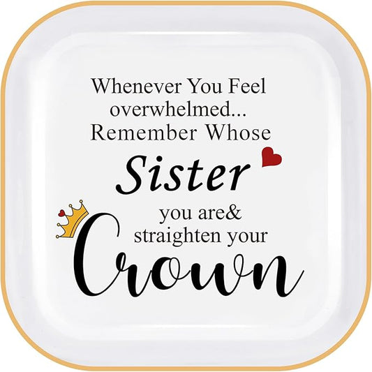 PUDDING CABIN Sister Gifts for Sister Jewelry Tray (4 Inch) - Valentines Birthday Mothers Day Gift for Sister/Best Friend/BFF, Bridesmaid, Encouragement Trinket Dish, Vanity Organizer for Rings/Keys