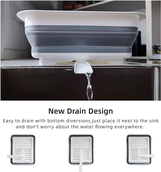 THANSTAR Collapsible Dish Drainer Portable Dinnerware Drainer Organizer for Kitchen RV Campers Travel Trailer Space Saving Kitchen Storage Tray